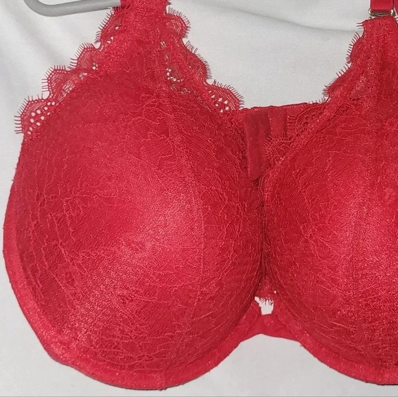 34C Gilligan & O'Malley Women's High Apex Push Up Underwire Bra Red Pop - Picture 7 of 10